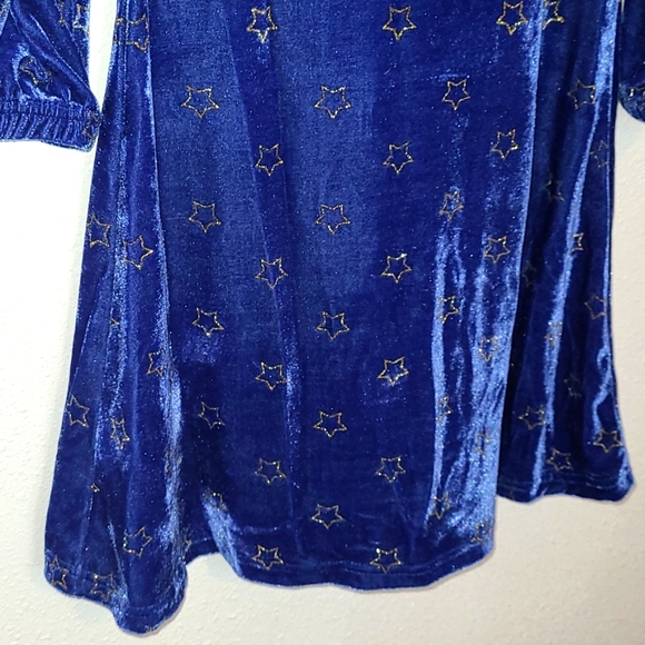 NWT WonderWoman Velour Blue Gold/Red Glitter Embroidered Logo Dress Girl Sz 6/6X - Picture 5 of 12